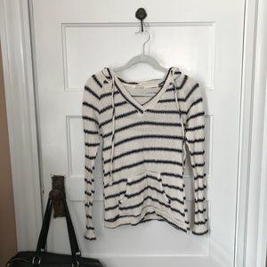 Ginger G white & blue striped hooded knit sweater
